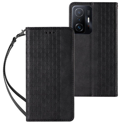 Magnet Strap Case Case for Samsung Galaxy A12 5G Pouch Wallet + Mini Lanyard Pendant Black — Hurtel