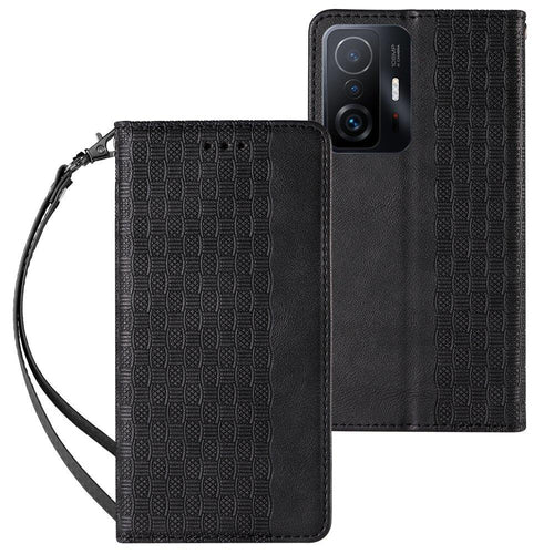 Magnet Strap Case Case for Samsung Galaxy A12 5G Pouch Wallet + Mini Lanyard Pendant Black — Hurtel