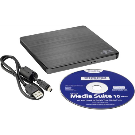 H.L Data Storage | Ultra Slim Portable DVD-Writer | GP60NB60 | Interface USB 2.0 | DVD±R/RW | CD read speed 24 x | CD wr