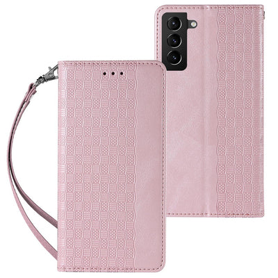 Magnet Strap Case Case for Samsung Galaxy S22 + (S22 Plus) Pouch Wallet + Mini Lanyard Pendant Pink — Hurtel
