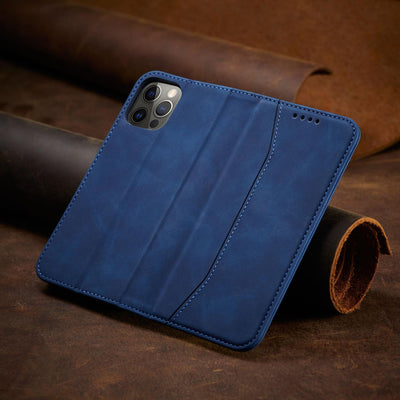 Magnet Fancy Case Case for iPhone 12 Pro Max Pouch Card Wallet Card Stand Blue — Hurtel