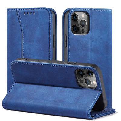 Magnet Fancy Case Case for iPhone 12 Pro Max Pouch Card Wallet Card Stand Blue — Hurtel