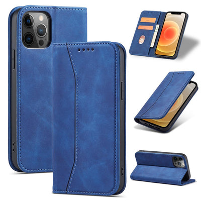 Magnet Fancy Case Case for iPhone 12 Pro Max Pouch Card Wallet Card Stand Blue — Hurtel
