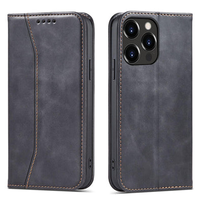 Magnet Fancy Case Case for iPhone 13 Pro Max Pouch Wallet Card Holder Black — Hurtel