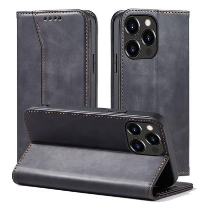 Magnet Fancy Case Case for iPhone 13 Pro Max Pouch Wallet Card Holder Black — Hurtel