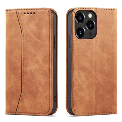 Magnet Fancy Case Case for iPhone 13 Pro Max Pouch Card Wallet Card Holder Brown — Hurtel