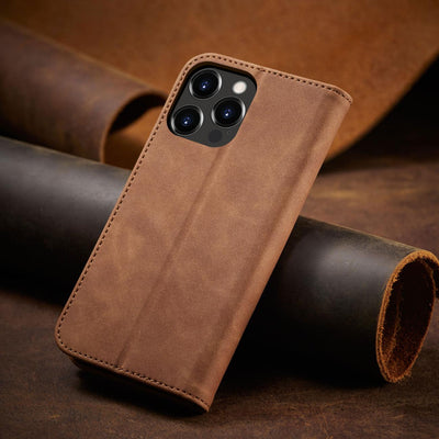 Magnet Fancy Case Case for iPhone 13 Pro Max Pouch Card Wallet Card Holder Brown — Hurtel
