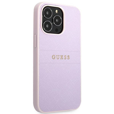 Guess GUHCP13LPSASBPU iPhone 13 Pro / 13 6.1" purple/purple Saffiano Hot Stamp &amp; Metal Logo