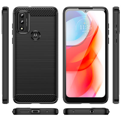 Carbon Case Flexible Cover Sleeve Motorola Moto G Play 2022 black — Hurtel