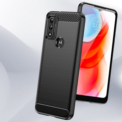 Carbon Case Flexible Cover Sleeve Motorola Moto G Play 2022 black — Hurtel