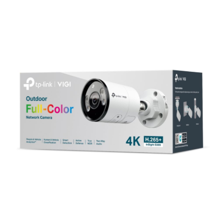 TP-LINK InSight S385 | VIGI Outdoor Full-Color Network Camera | Bullet | 8 MP | 2.8mm | H.265+ | MicroSD, up to 512 GB