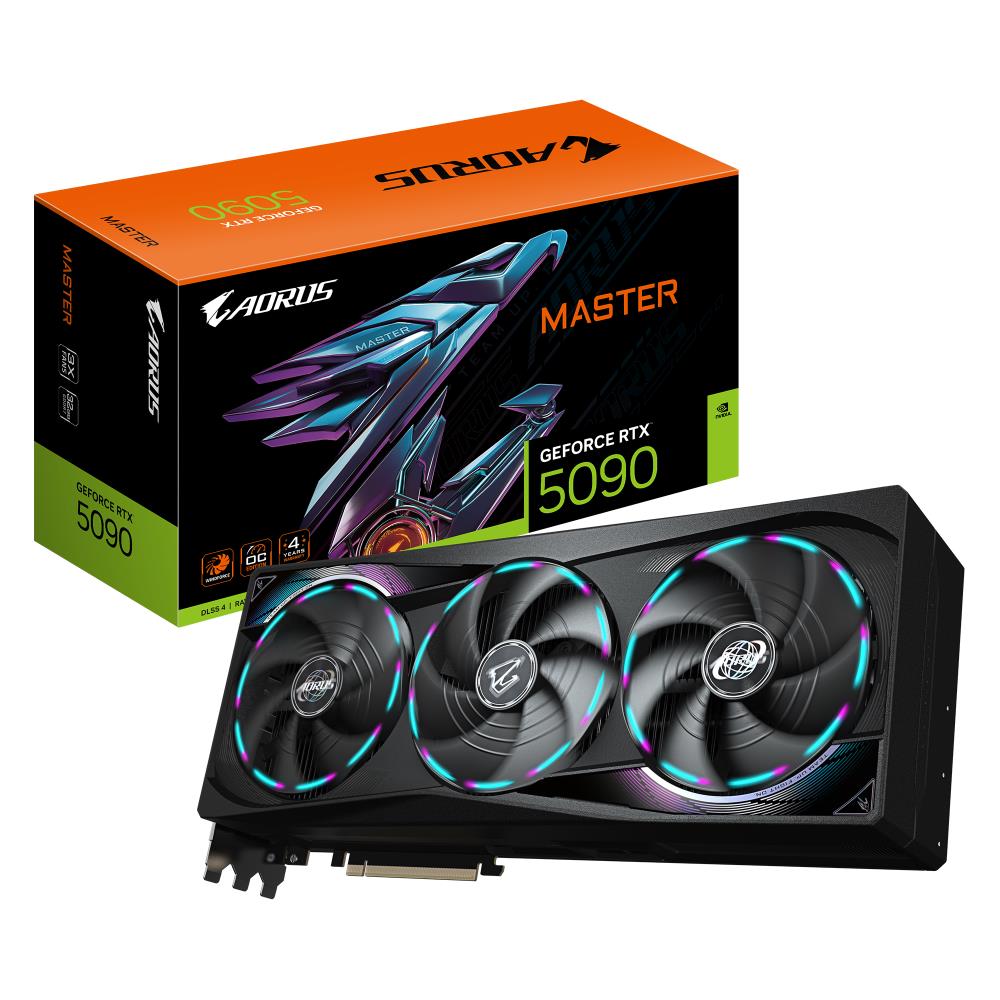 Graphics Card GIGABYTE NVIDIA GeForce RTX 5090 32 GB GDDR7 512 bit PCIE 5.0 16x GPU 2655 MHz Triple slot Fansink 1xHDMI 3xDisplayPort N5090AORUSM-32GD