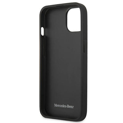 Mercedes Leather Meshed Metal Logo Case for iPhone 13 - Black