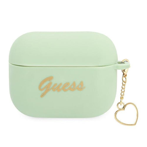 Guess GUAPLSCHSN AirPods Pro cover green/green Silicone Charm Heart Collection