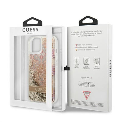 Guess GUHCP13SLFLSD iPhone 13 mini 5.4" gold/gold hardcase Paisley Liquid Glitter