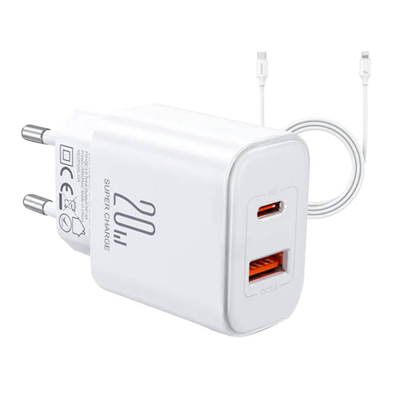 Charger Joyroom JR-TCF05 Flash, 20W + C to L Cable 1m (White) - Image 1