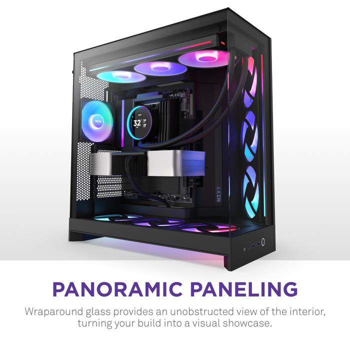 Case NZXT ATX/micro ATX/Mini-ITX/EATX Black Midi Tower PC CM-H92FB-R1