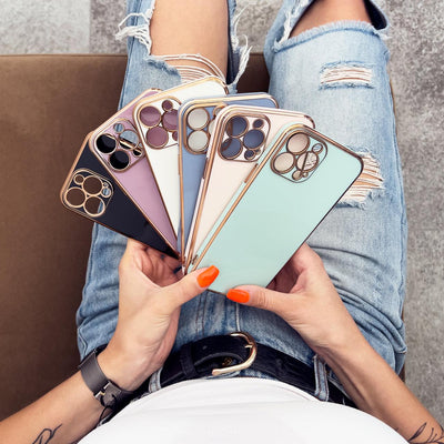 Lighting Color Case for Samsung Galaxy A12 5G gold frame gel cover white — Hurtel