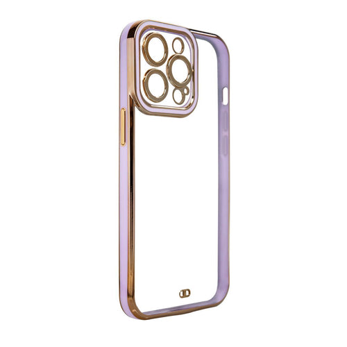 Fashion Case Case for Samsung Galaxy A12 5G Gold Frame Gel Cover Purple — Hurtel