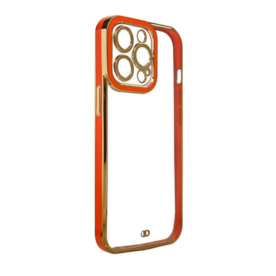 Fashion Case for iPhone 12 Pro Max Gold Frame Gel Cover Red — Hurtel