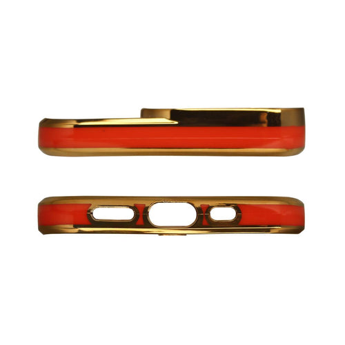 Fashion Case for iPhone 12 Pro Max Gold Frame Gel Cover Red — Hurtel