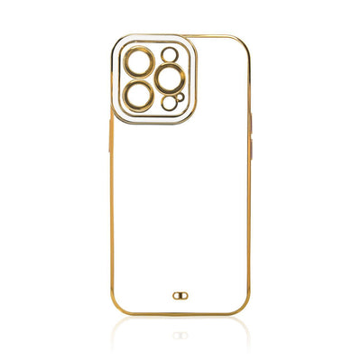 Fashion Case Case for Samsung Galaxy A12 5G Gold Frame Gel Cover White — Hurtel
