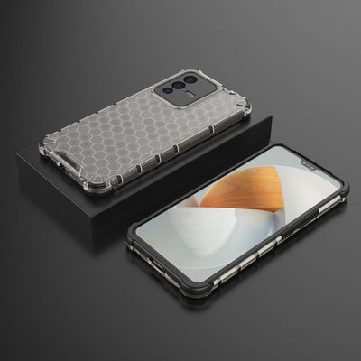 Honeycomb case armored cover with a gel frame Vivo V23 5G black — Hurtel