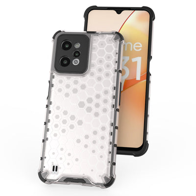 Honeycomb case armored cover with a gel frame Realme C31 transparent — Hurtel