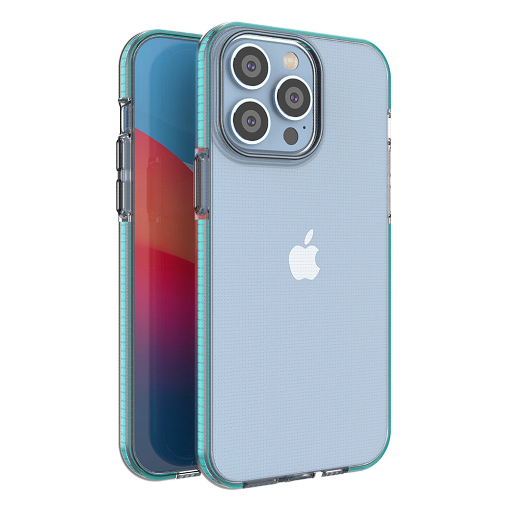 Spring Case for iPhone 14 Pro Max silicone cover with frame light blue — Hurtel