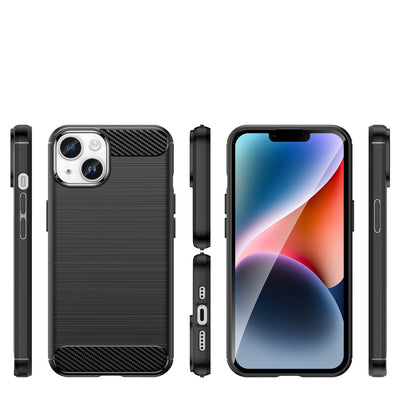 Carbon Case for iPhone 14 Plus flexible gel back cover black — Hurtel