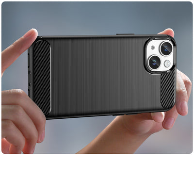 Carbon Case for iPhone 14 Plus flexible gel back cover black — Hurtel
