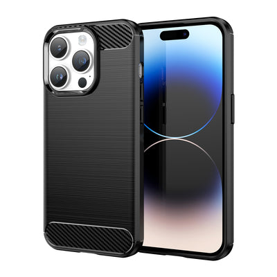Carbon Case iPhone 14 Pro flexible gel back cover black — Hurtel