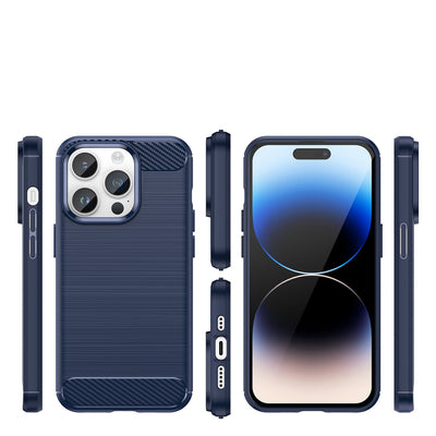 Carbon Case for iPhone 14 Pro Max flexible gel back cover blue — Hurtel