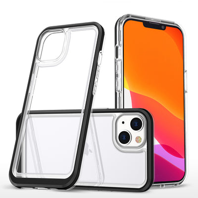 Clear 3in1 case for iPhone 14 silicone cover with frame black — Hurtel