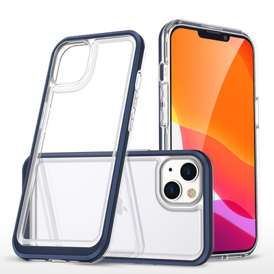 Clear 3in1 case for iPhone 14 silicone cover with frame blue — Hurtel