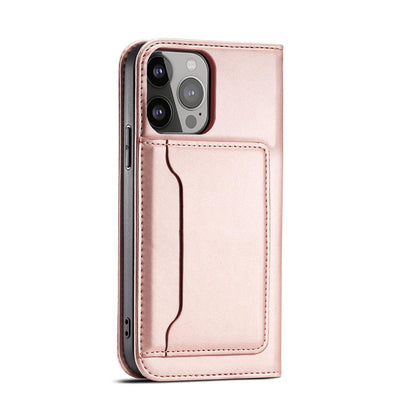 Magnet Card Case case for iPhone 14 Plus flip cover wallet stand pink — Hurtel
