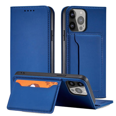 Magnet Card Case case for iPhone 14 Pro flip cover wallet stand blue — Hurtel