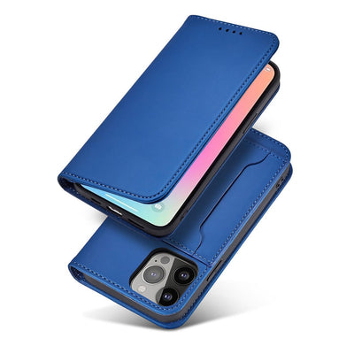 Magnet Card Case case for iPhone 14 Pro flip cover wallet stand blue — Hurtel