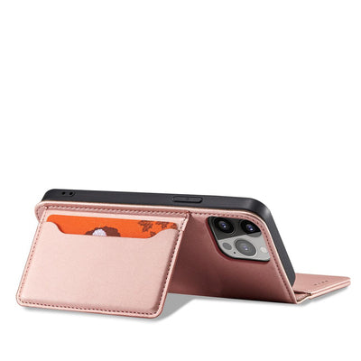 Magnet Card Case case for iPhone 14 Pro Max flip cover wallet stand pink — Hurtel