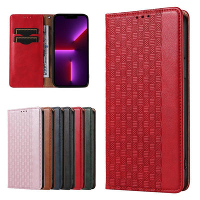 Magnet Strap Case iPhone 14 Plus Case with Flip Wallet Mini Lanyard Stand Red — Hurtel