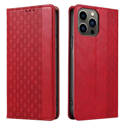 Magnet Strap Case iPhone 14 Pro Case with Flip Wallet Mini Lanyard Stand Red — Hurtel