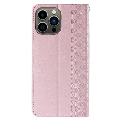 Magnet Strap Case Case for iPhone 14 Pro Flip Wallet Mini Lanyard Stand Pink — Hurtel