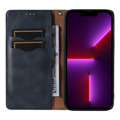 Magnet Strap Case Case for iPhone 14 Pro Max Flip Wallet Mini Lanyard Stand Blue — Hurtel
