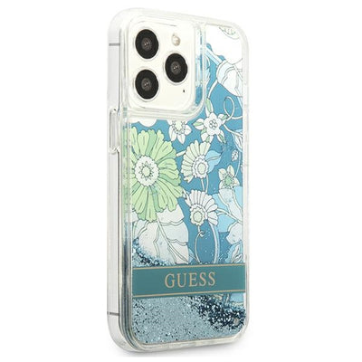 Guess GUHCP13LLFLSN iPhone 13 Pro / 13 6.1" green/green hardcase Flower Liquid Glitter