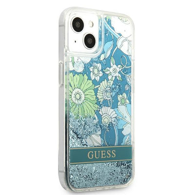 Guess GUHCP13MLFLSN iPhone 13 6.1" green/green hardcase Flower Liquid Glitter
