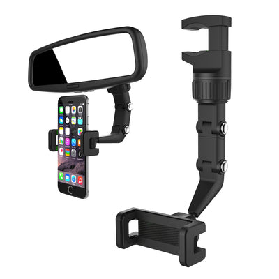 Adjustable car rearview mirror holder for smartphone black — Hurtel