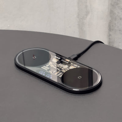 Baseus Digital LED Display dual wireless charger with digital display 20W black (WXSX010101)