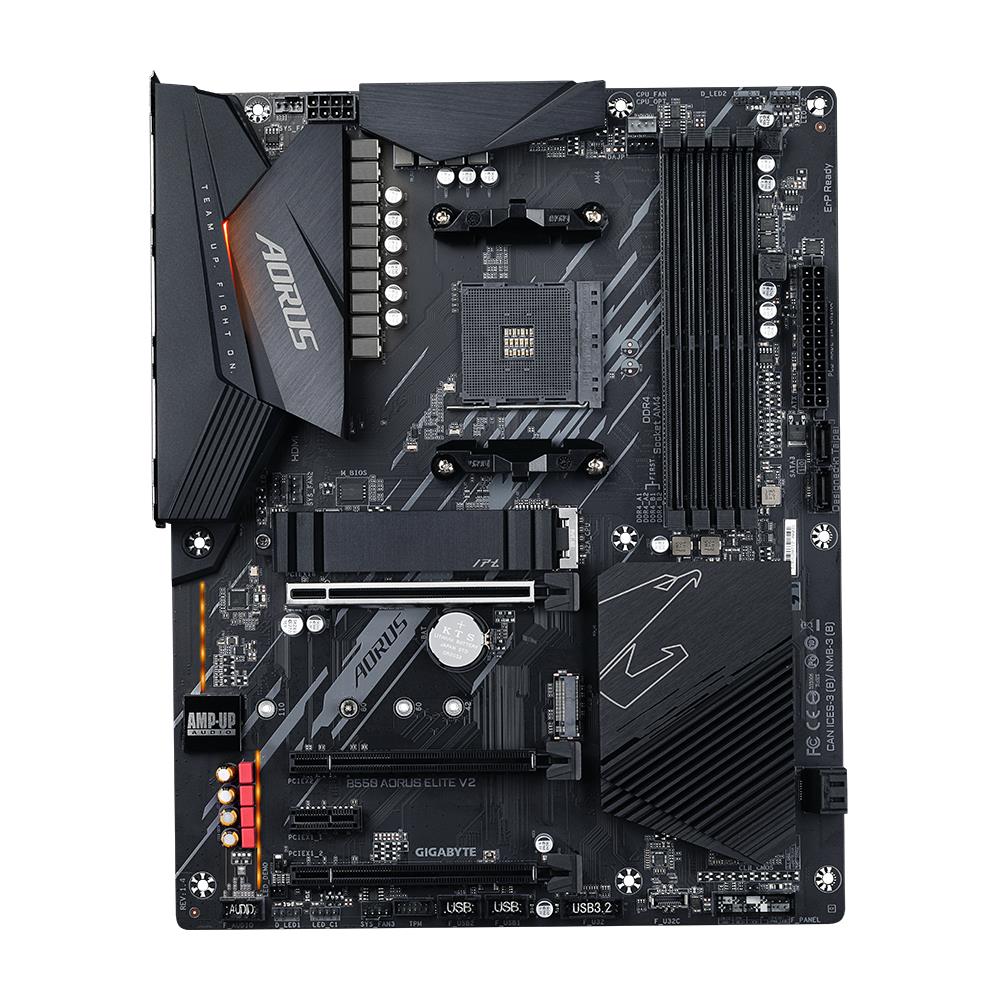 Mainboard GIGABYTE AMD B550 SAM4 ATX Memory DDR4 Memory slots 4 1xPCI-Express 16x 2xPCI-Express 3.0 1x 1xPCI-Express 3.0 2x 2xM.2 1xHDMI 1xDisplayPort 2xUSB 2.0 5xUSB 3.2 1xOptical S/PDIF 1xRJ45 5xAudio port B550AORUSELITEV21.5
