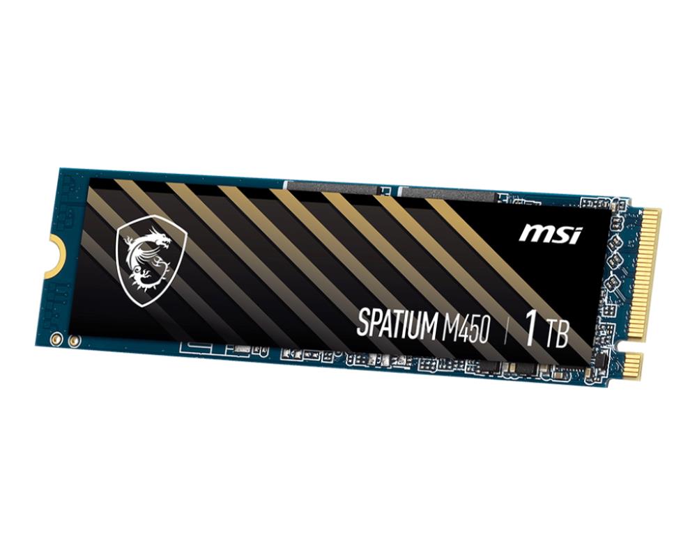 SSD MSI SPATIUM M450 1TB M.2 PCIe Gen4 NVMe 3D NAND Write speed 3000 MBytes/sec Read speed 3600 MBytes/sec 2.15mm TBW 600 TB MTBF 1500000 hours S78-440L980-P83