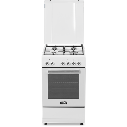 Simfer | Cooker | 5405SERBB | Hob type Gas | Oven type Electric | White | Width 50 cm | Depth 60 cm | Electronic ignitio